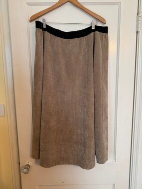 Marina Rinaldi Taupe A-Line Skirt with Black Waistband